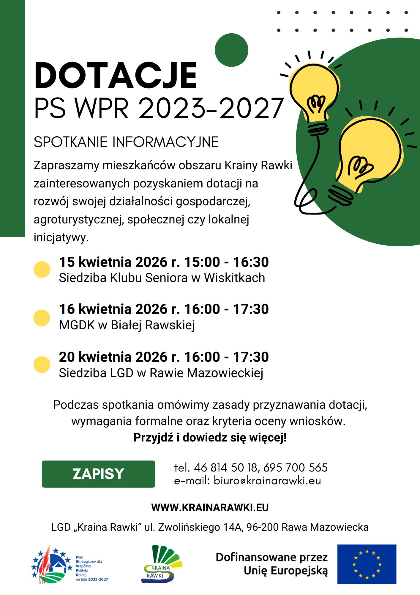 Nabór wniosków w LGD „Kraina Rawki"